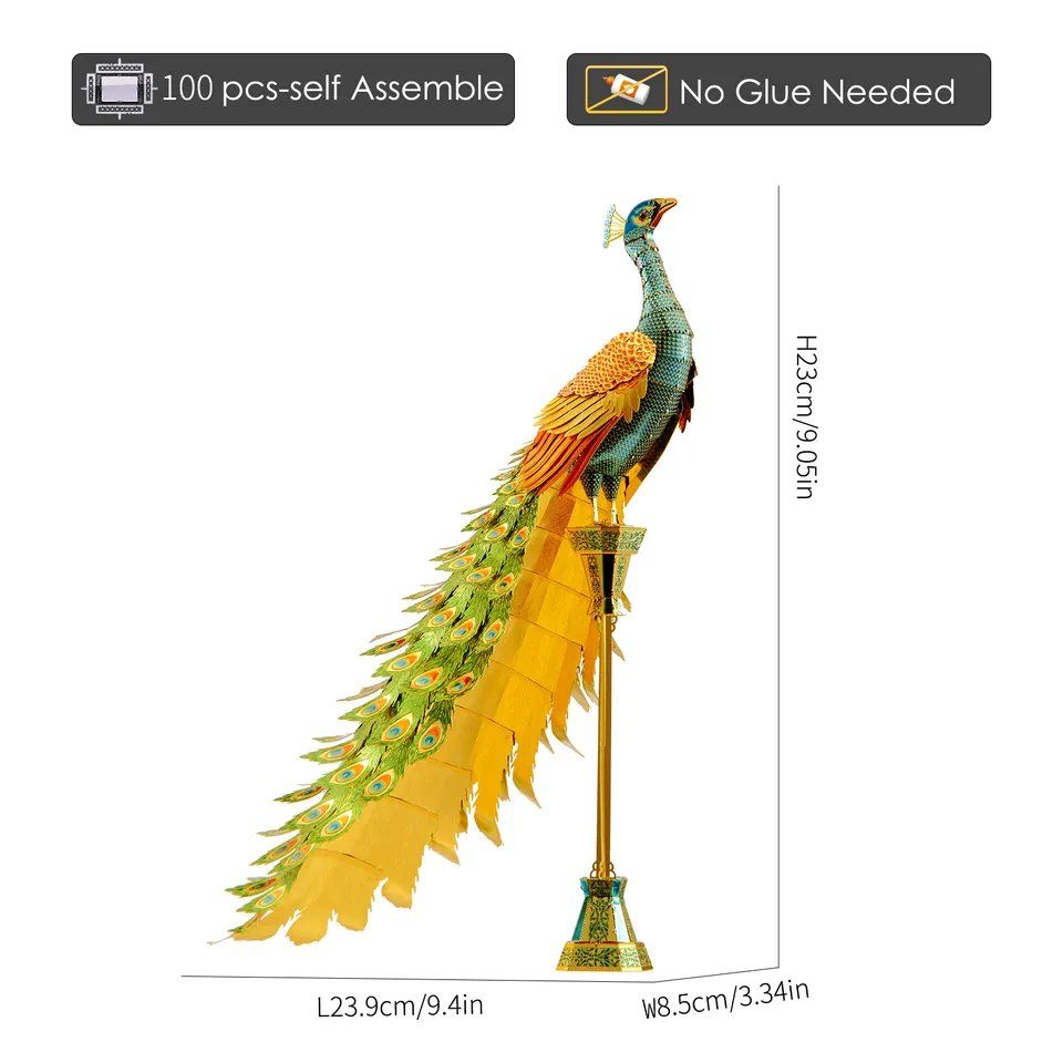  Mô Hình Kim Loại Lắp Ráp 3D Piececool Con Công (Peacock) HP102-NGB - MP437 