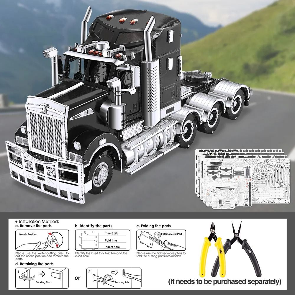  Mô Hình Kim Loại 3D Lắp Ráp Piececool Xe Đầu Kéo Kenworth T909 (308 mảnh, Trucks T909) HP344-KS - MP1228 