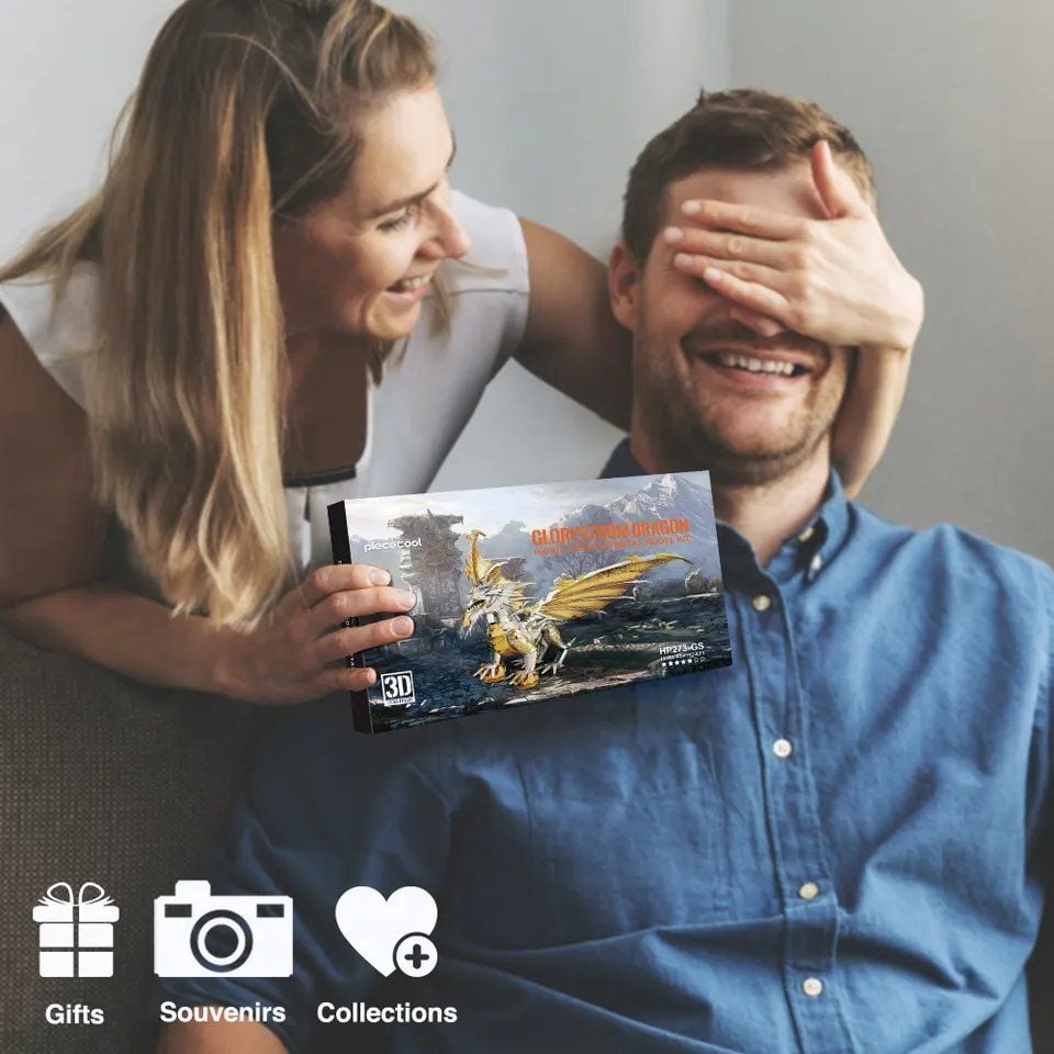  Mô Hình Kim Loại 3D Lắp Ráp Piececool Rồng Vàng (155 mảnh, Glorystrom Dragon) HP273-GS - MP1154 