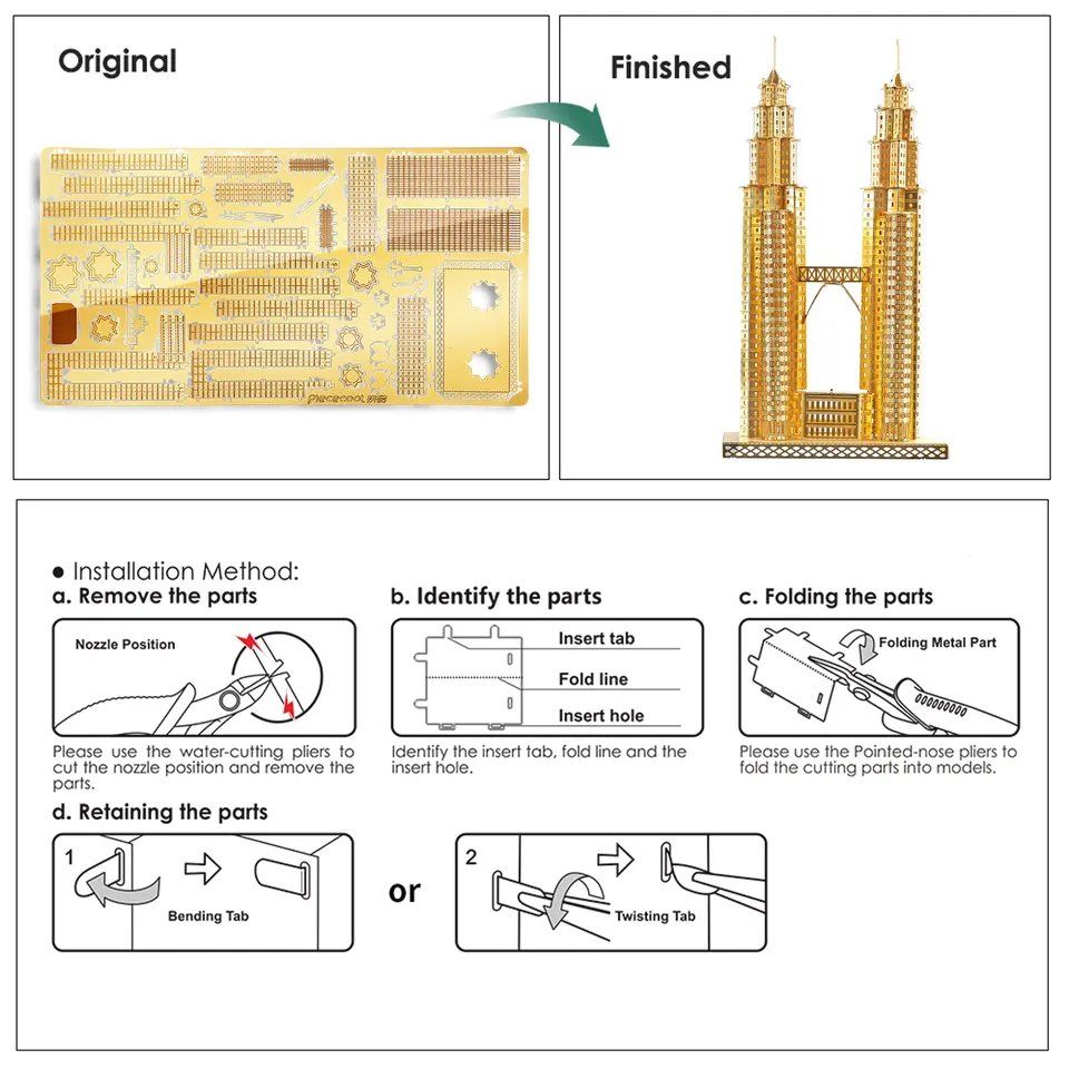  Mô Hình Kim Loại Lắp Ráp 3D Piececool Tháp Đôi Petronas HP006-G – MP070 