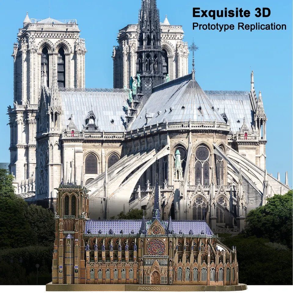  Mô Hình Kim Loại Lắp Ráp 3D Piececool Nhà Thờ Đức Bà Paris (382 mảnh, Notre Dame Cathedral) HP161-BS – MP963 