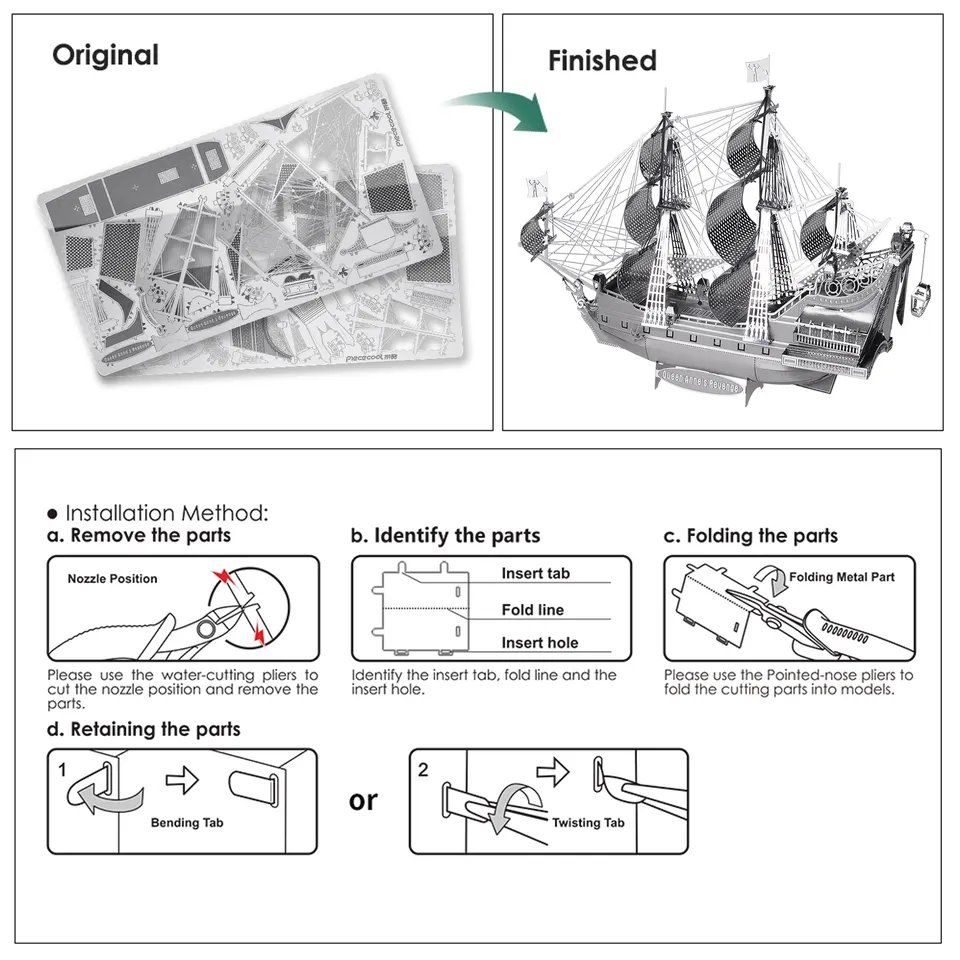  Mô Hình Kim Loại Lắp Ráp 3D Piececool The Queen Anne's Revenge (63 mảnh) HP038-S – MP086 