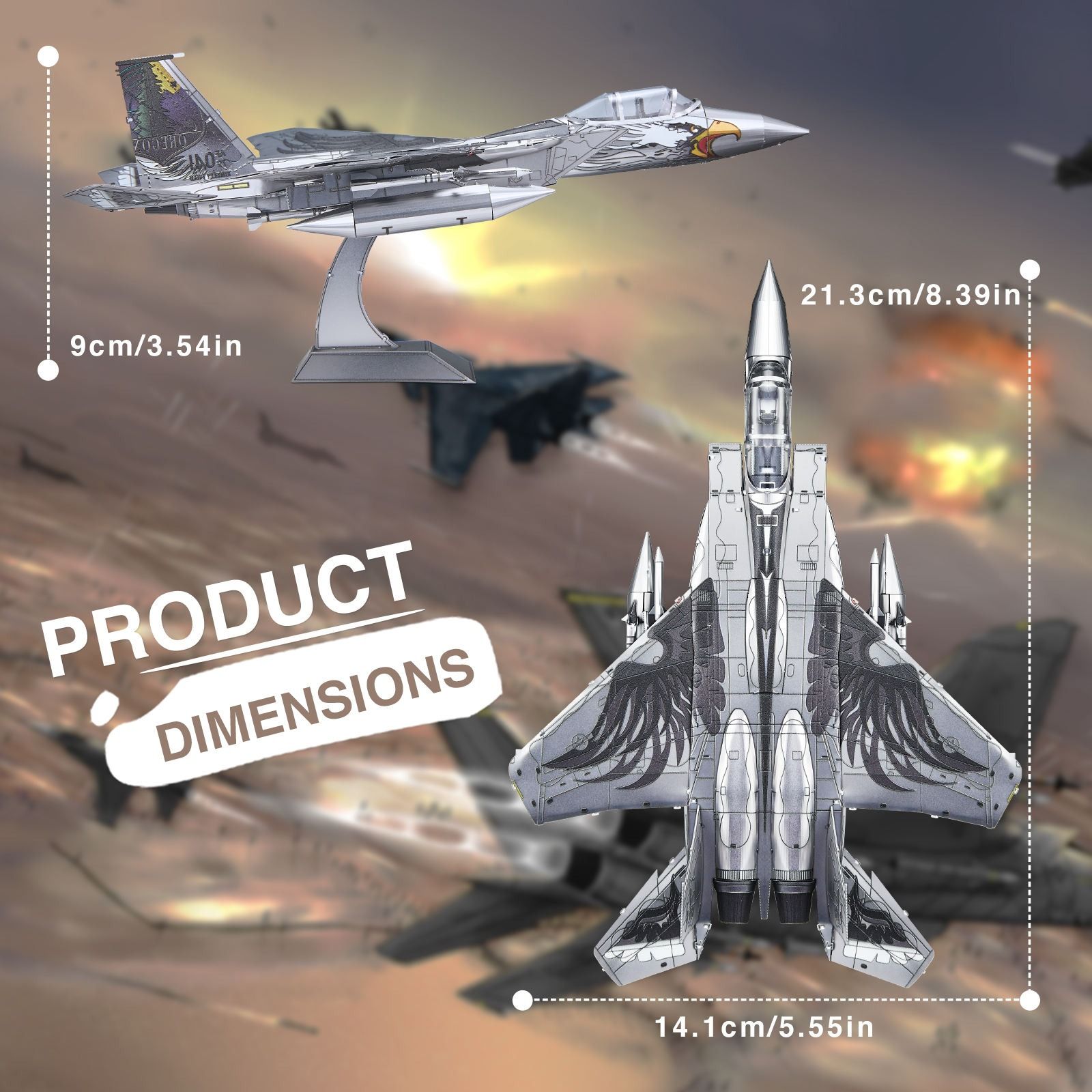  Mô Hình Kim Loại 3D Lắp Ráp Piececool Máy Bay Tiêm Kích F-15 (84 mảnh, F-15 Eagle) HP354-SK - MP1230 