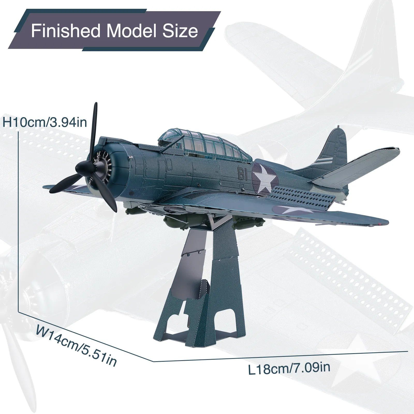  Mô Hình Kim Loại 3D Lắp Ráp Piececool Tiêm Kích (44 mảnh, DOUGLAS SBD DAUNTLESS) HP233-BS - MP1148 