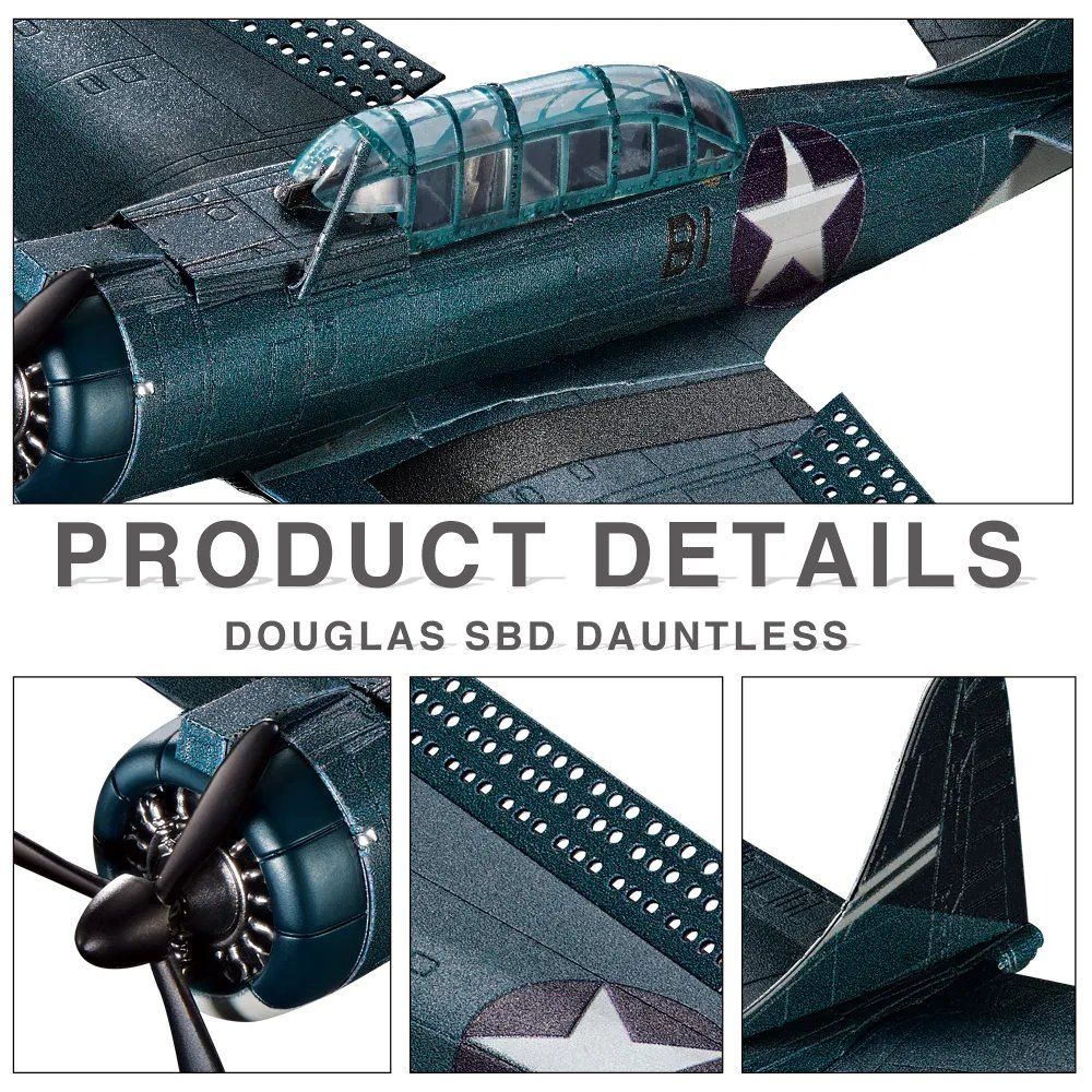  Mô Hình Kim Loại 3D Lắp Ráp Piececool Tiêm Kích (44 mảnh, DOUGLAS SBD DAUNTLESS) HP233-BS - MP1148 