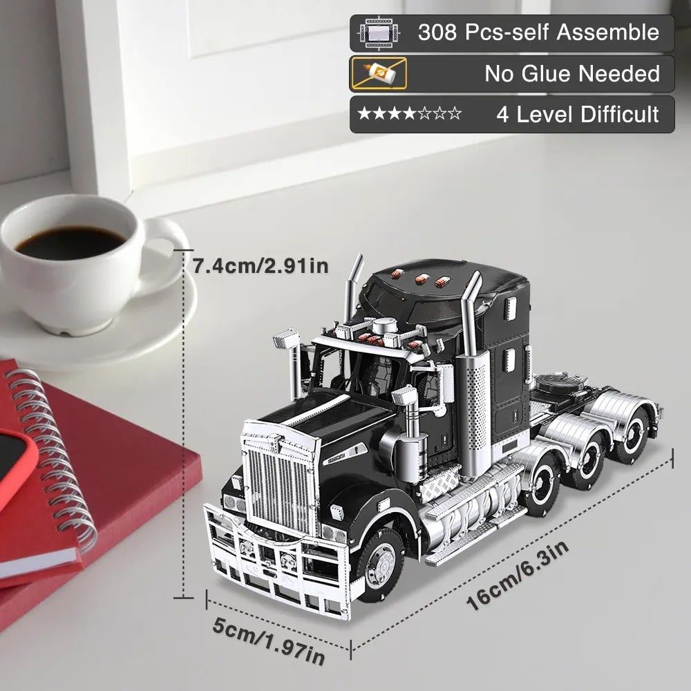  Mô Hình Kim Loại 3D Lắp Ráp Piececool Xe Đầu Kéo Kenworth T909 (308 mảnh, Trucks T909) HP344-KS - MP1228 