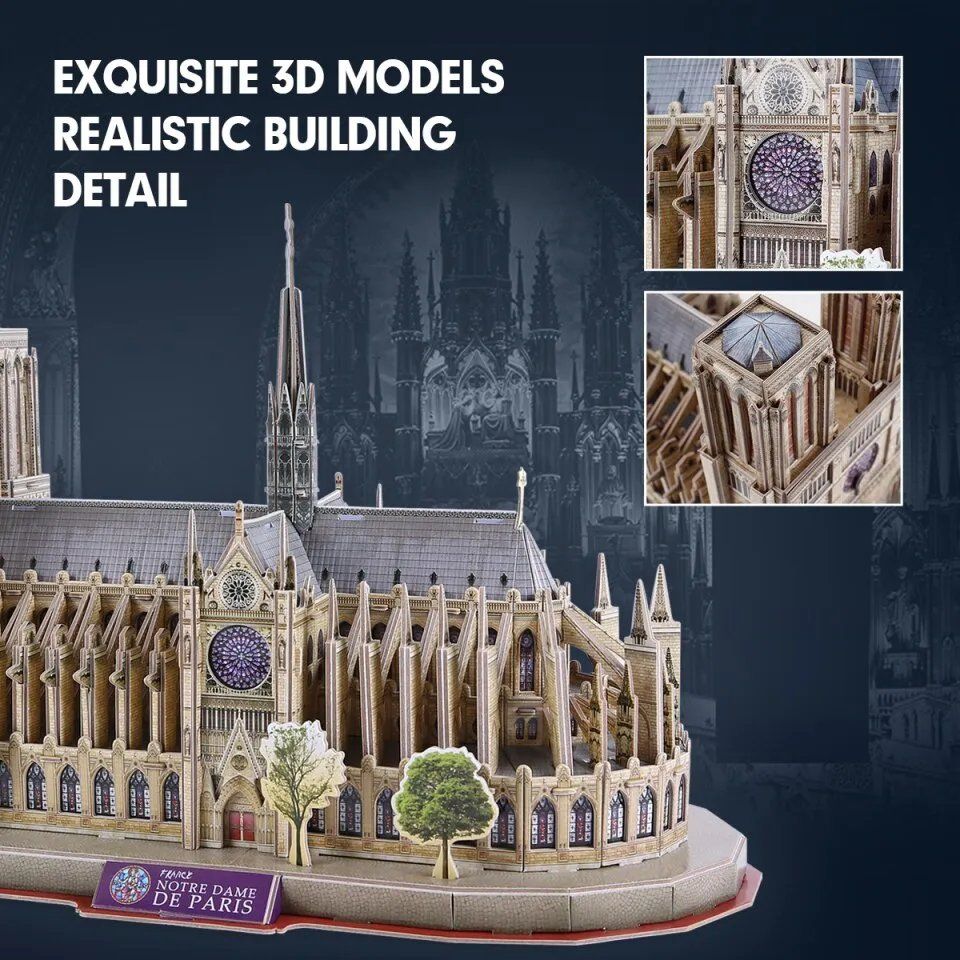  Mô Hình Giấy 3D Lắp Ráp CubicFun Nhà Thờ Đức Bà Paris (128 mảnh, National Geographic Notre Dame de Paris) DS0986h - PP061 