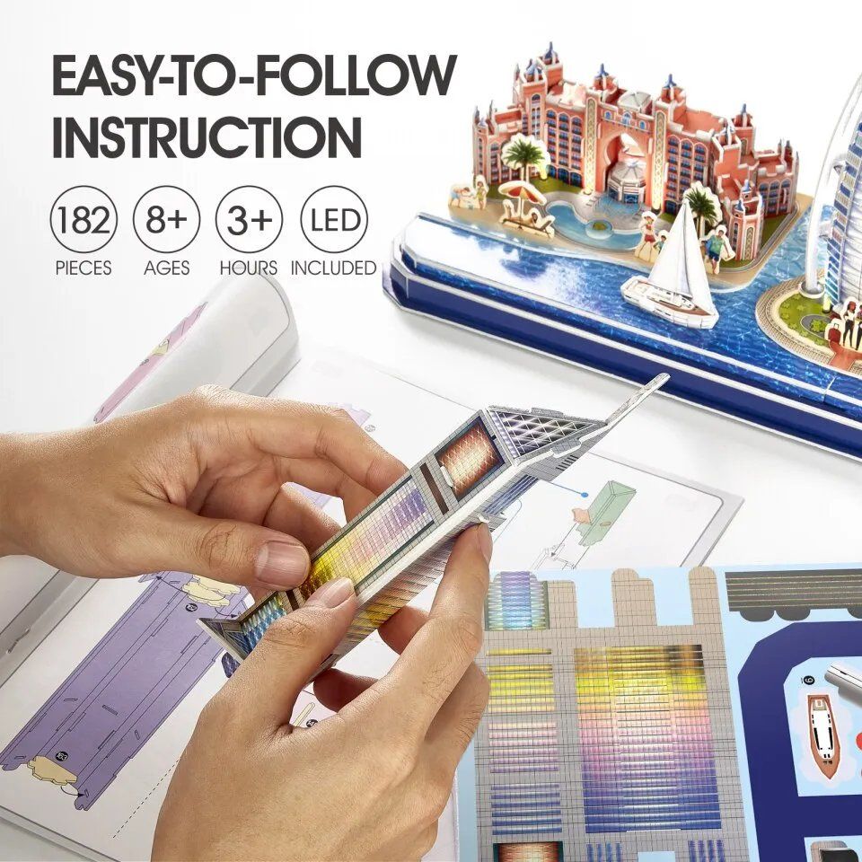  Mô Hình Giấy 3D Lắp Ráp CubicFun Dubai Cityline (182 mảnh, đèn LED) L523h - PP024 
