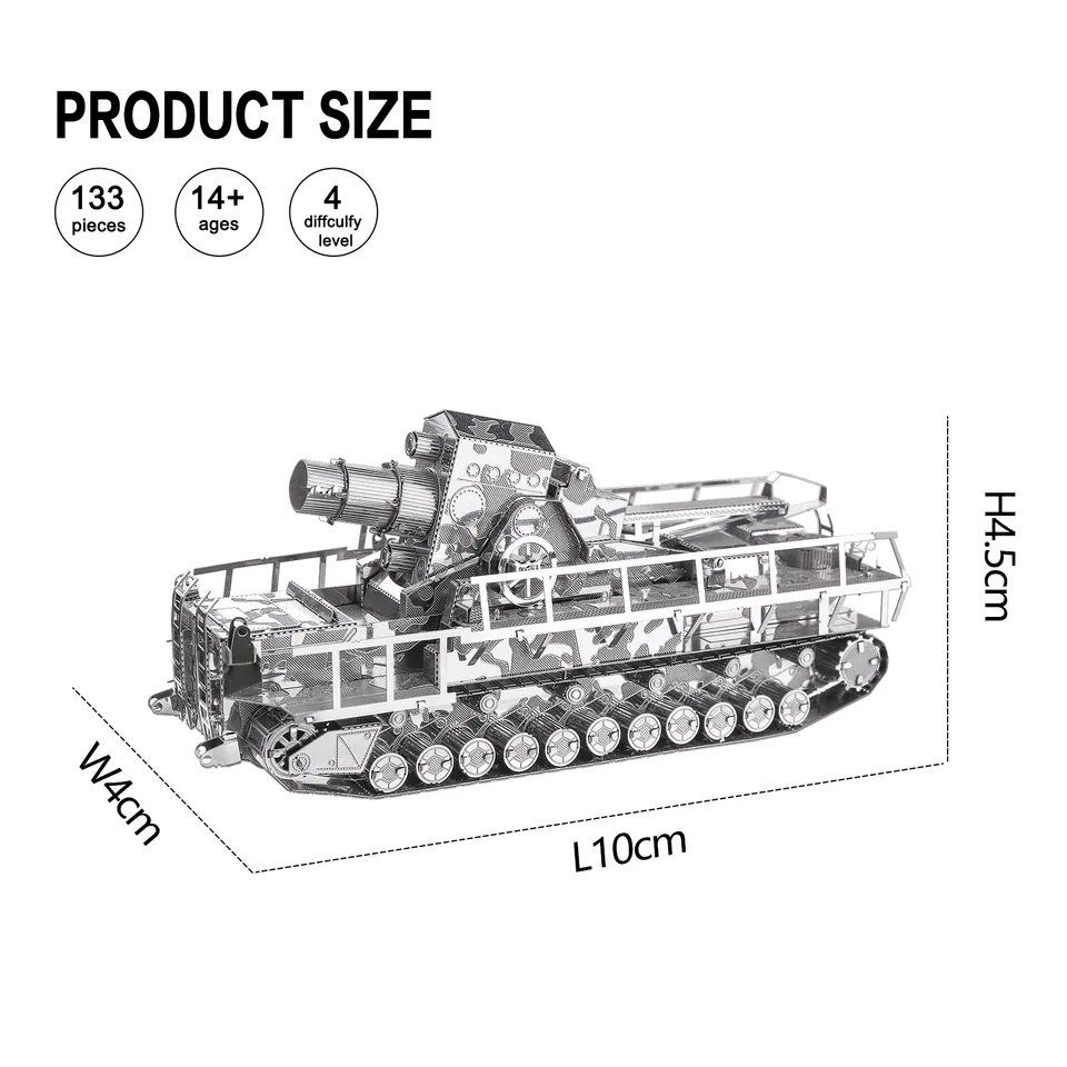  Mô Hình Kim Loại Lắp Ráp 3D Piececool Siêu Đại Pháo Railway Gun HP035-S – MP087 