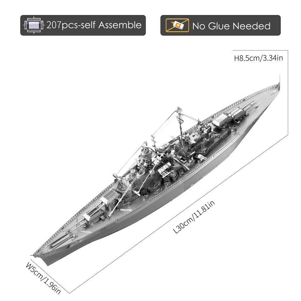  Mô Hình Kim Loại Lắp Ráp 3D Piececool Tàu Chiến Bismarck Battleship HP084-S – MP297 