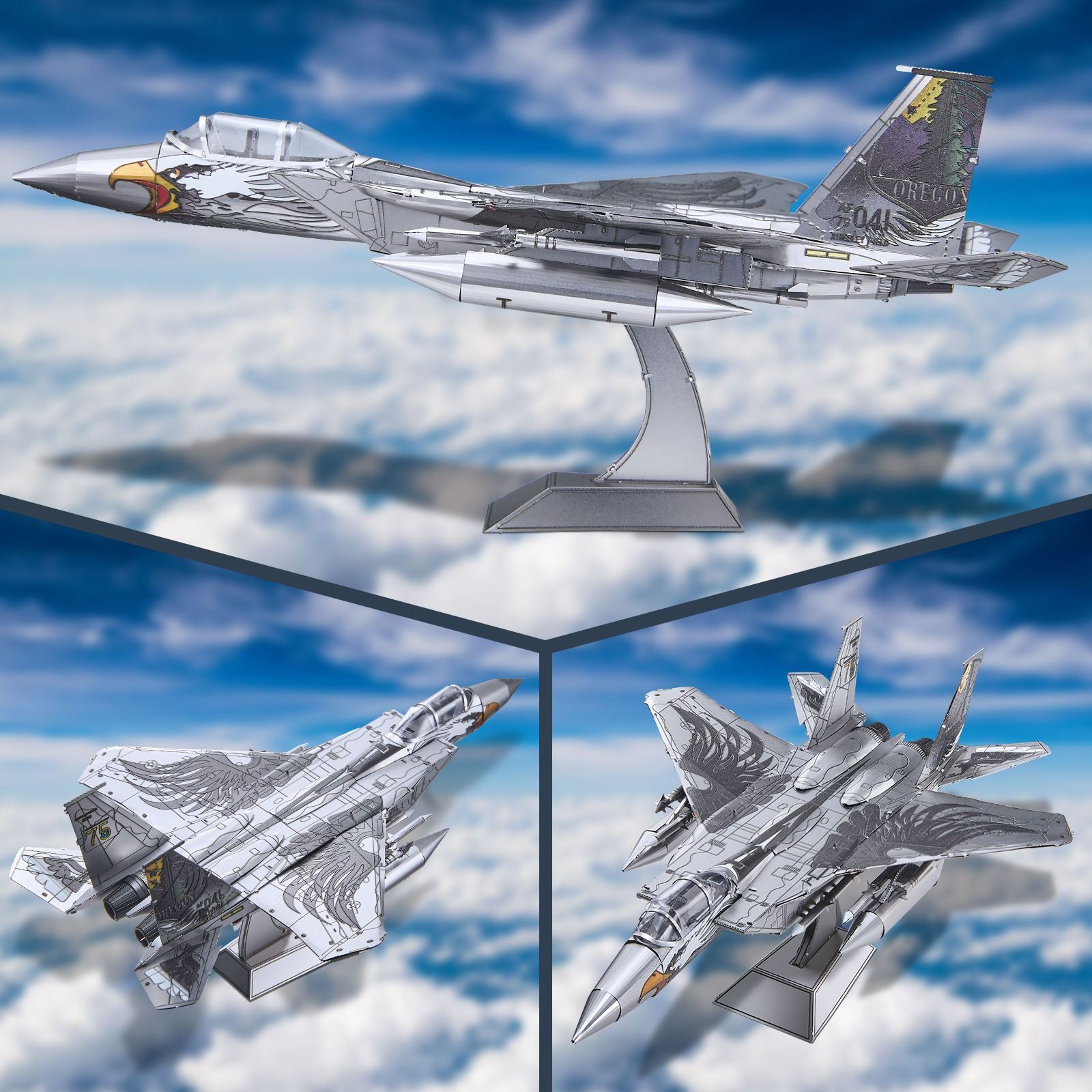  Mô Hình Kim Loại 3D Lắp Ráp Piececool Máy Bay Tiêm Kích F-15 (84 mảnh, F-15 Eagle) HP354-SK - MP1230 