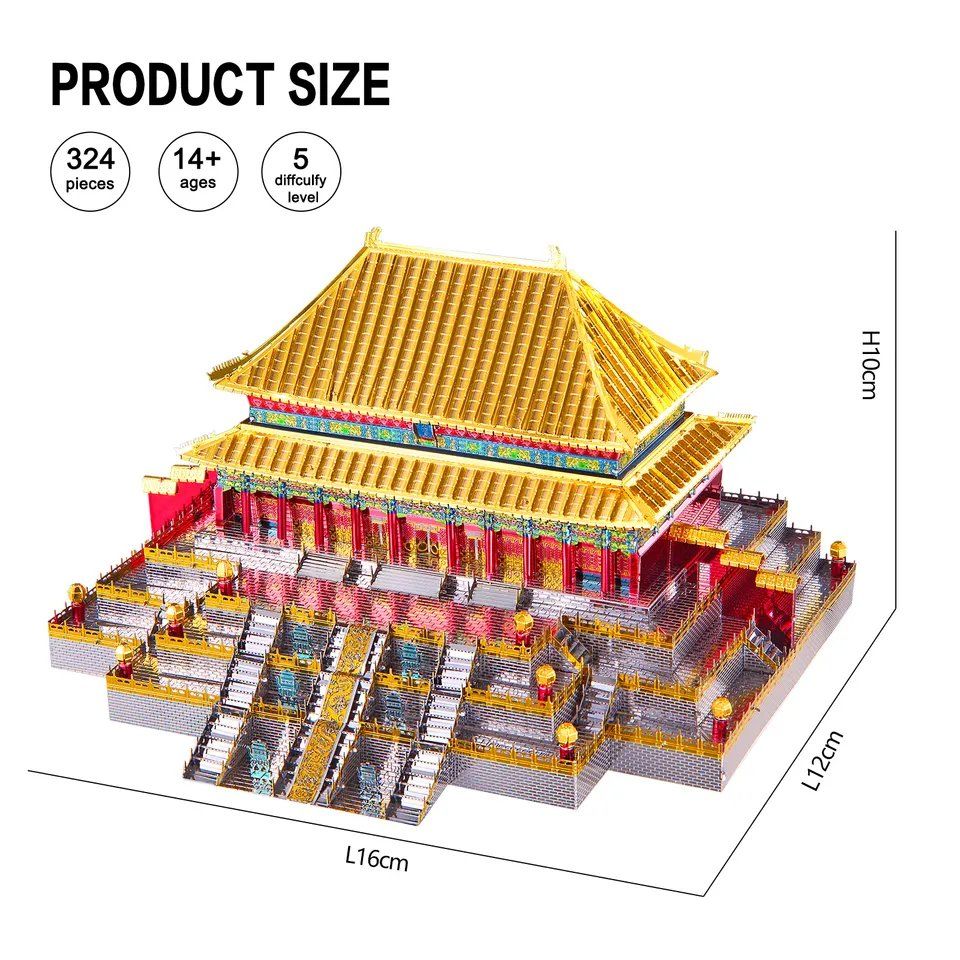  Mô Hình Kim Loại Lắp Ráp 3D Piececool Điện Thái Hòa (Hall Of Supreme Harmony) HP108-GSR - MP530 