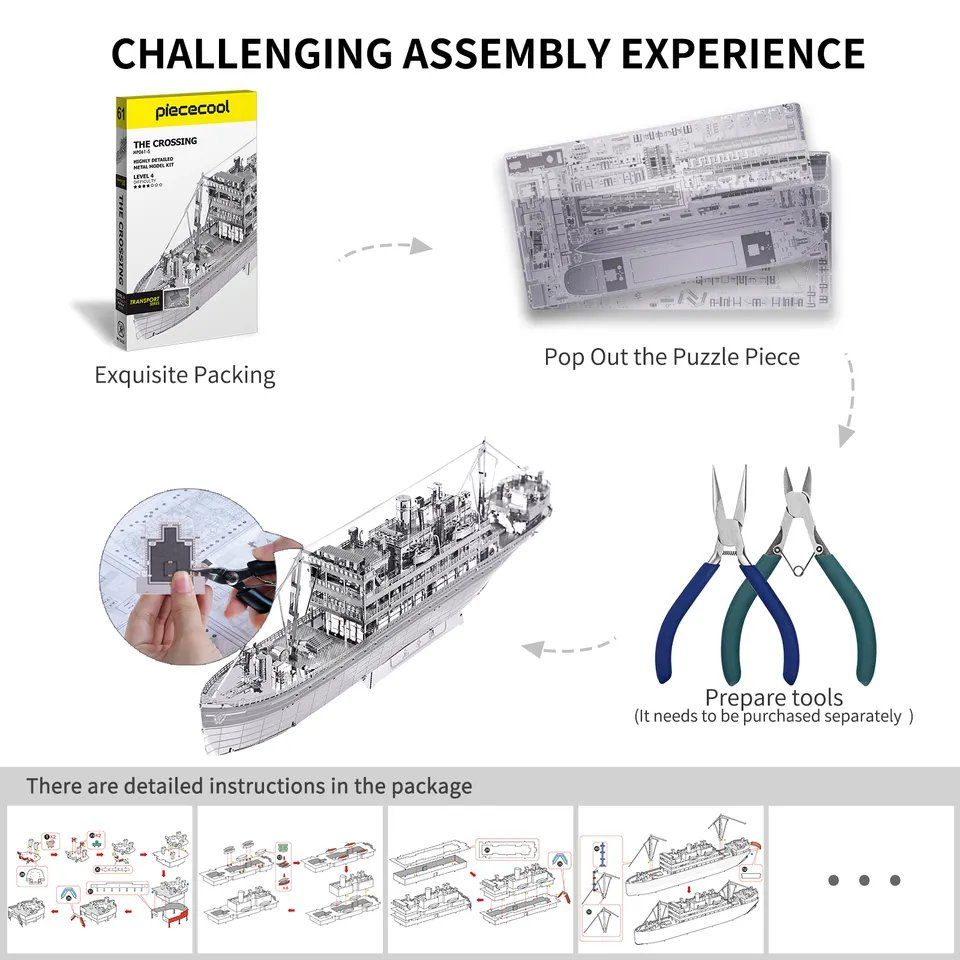  Mô Hình Kim Loại Lắp Ráp 3D Piececool Tàu Thái Bình (104 mảnh, The Crossing) HP061-S – MP133 