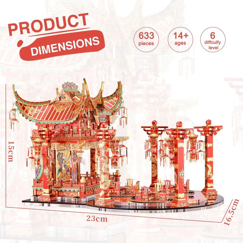  Mô Hình Kim Loại 3D Lắp Ráp Piececool Nhà Hát Hồng Hải Đường (663 mảnh, Red Crabapple Theater) P150-GRN - MP877 