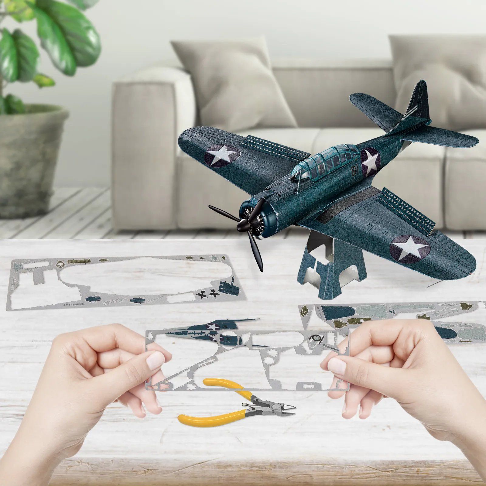  Mô Hình Kim Loại 3D Lắp Ráp Piececool Tiêm Kích (44 mảnh, DOUGLAS SBD DAUNTLESS) HP233-BS - MP1148 