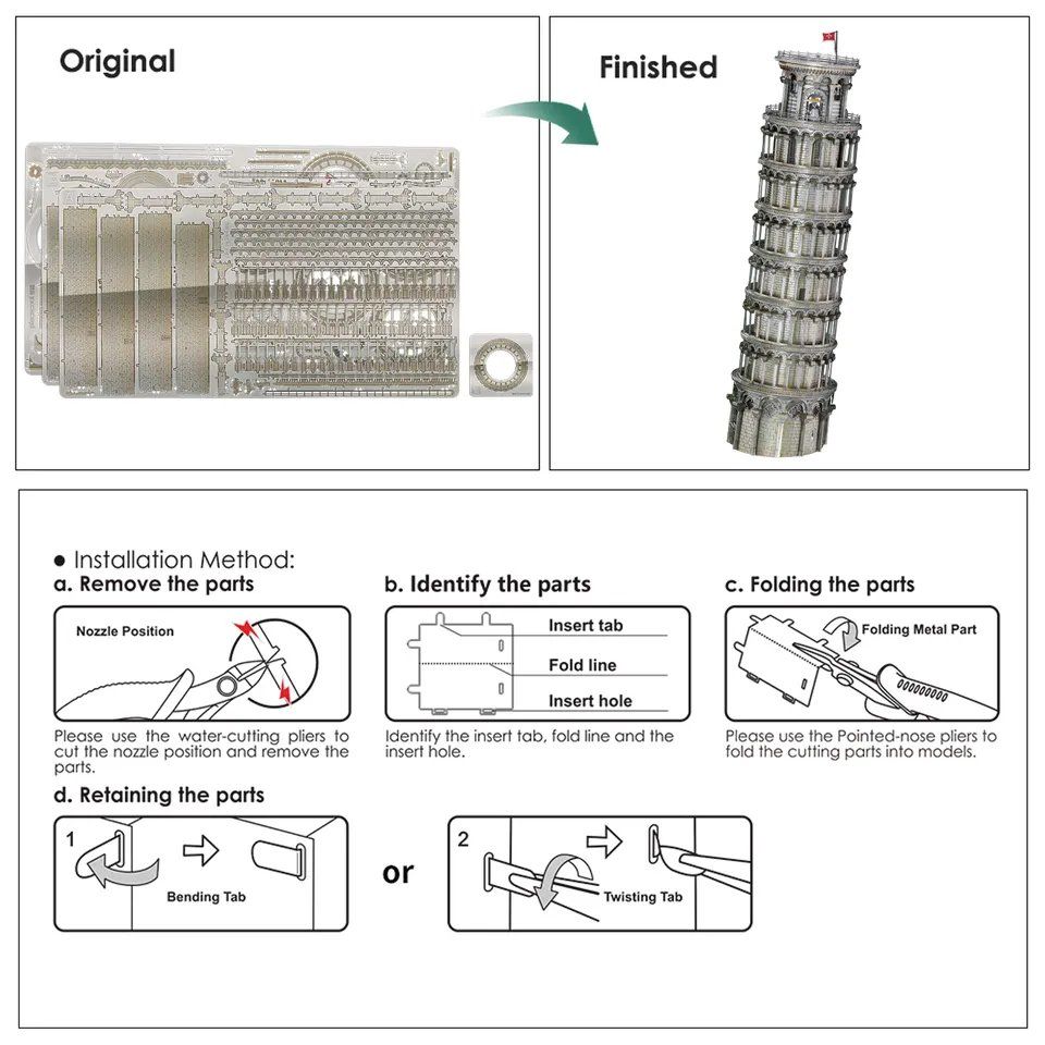  Mô Hình Kim Loại 3D Lắp Ráp Piececool Tháp Nghiêng Pisa (Torre di Pisa) HP180-SR - MP1054 