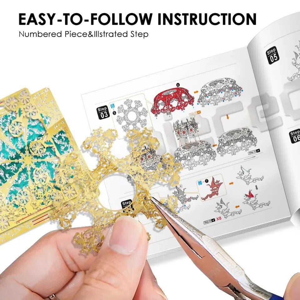  Mô Hình Kim Loại Lắp Ráp 3D Piececool Lồng Đèn Hoa Điểu (592 mảnh, The Flower And Bird Patterns) HIP004-GN – MP933 