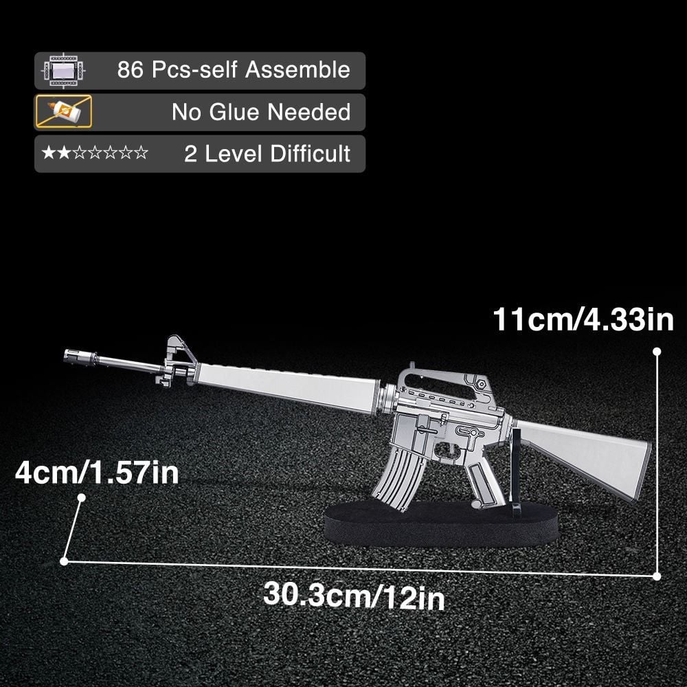  Mô Hình Kim Loại 3D Lắp Ráp Piececool Súng Trường M16A1 (86 mảnh, M16A1 Assault Rifle) HP349-SK - MP1229 