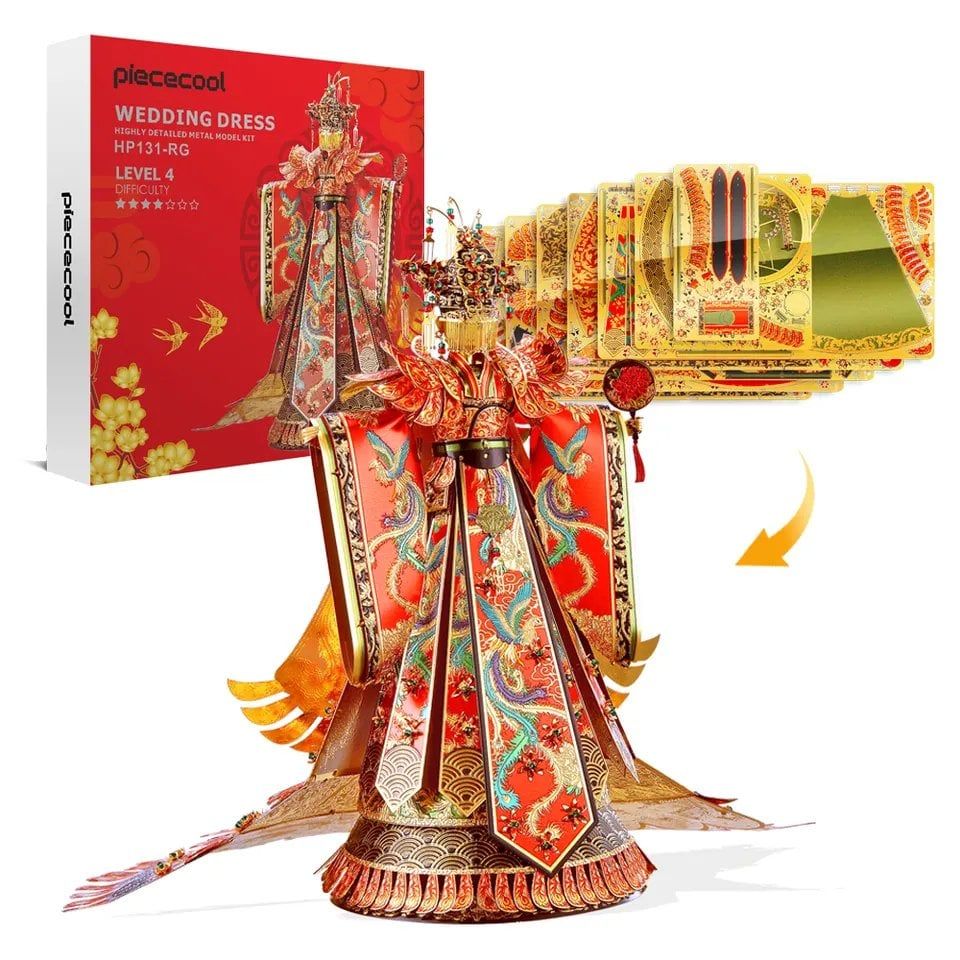  Mô Hình Kim Loại Lắp Ráp 3D Piececool Áo Tân Nương (336 mảnh, Wedding Dress) P131-RG – MP784 