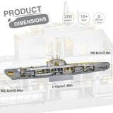  Mô Hình Kim Loại Lắp Ráp 3D Piececool Tàu Ngầm Hải Quân Đức U-boat (200 mảnh, Germany Submarine) - MP1190 