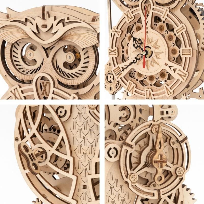  Mô Hình Gỗ 3D Lắp Ráp ROBOTIME Đồng Hồ Con Cú The (161 mảnh, Owl Clock) LK503 – WP145 