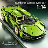  Mô Hình Nhựa 3D Lắp Ráp OEM Siêu Xe Đua Lamborghini (1280 mảnh, Màu Xanh Lá) 1:14 - LG0177 