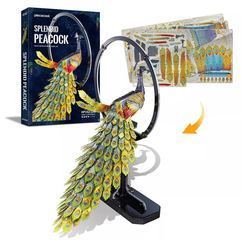  Mô Hình Kim Loại 3D Lắp Ráp Piececool Con Công (Peacock, Kèm Đế) HP242-GN - MP1133 