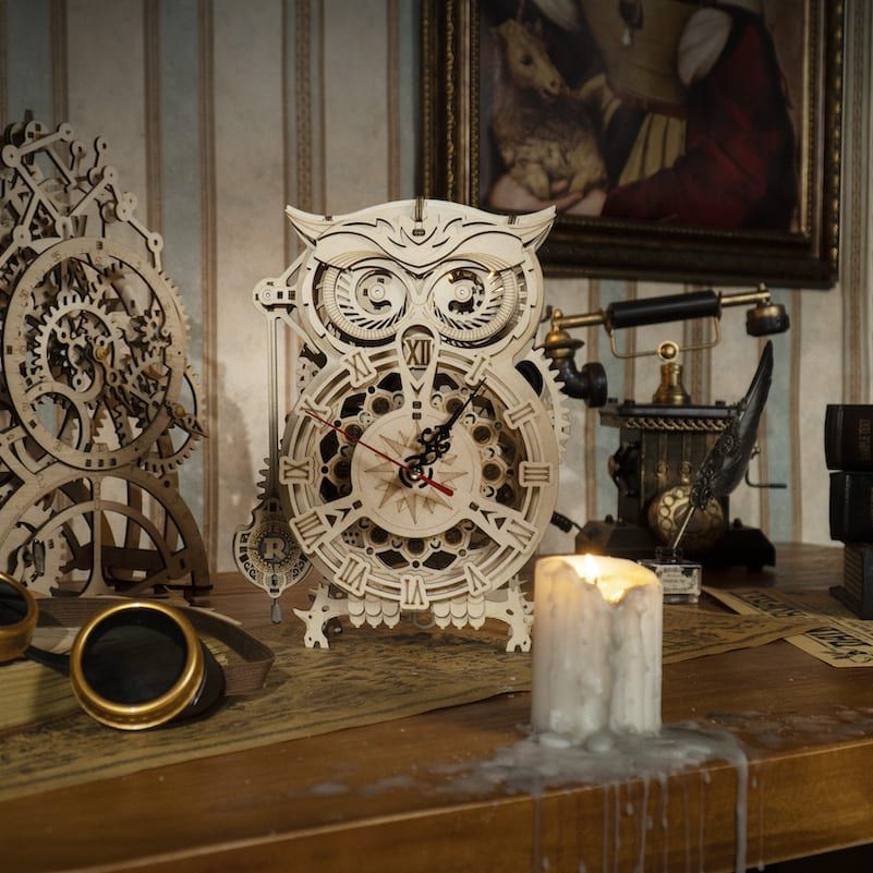  Mô Hình Gỗ 3D Lắp Ráp ROBOTIME Đồng Hồ Con Cú The (161 mảnh, Owl Clock) LK503 – WP145 