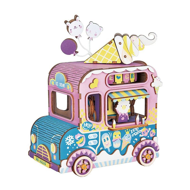  Mô Hình Gỗ 3D Lắp Ráp ROBOTIME Hộp Nhạc Xe Kem (163 mảnh,  Moving Flavour Music Box) AMD61 – WP011 