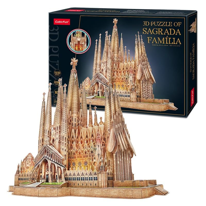  Mô Hình Giấy 3D Lắp Ráp CubicFun Nhà Thờ Sagrada Família (696 mảnh, đèn LED) L530h - PP028 