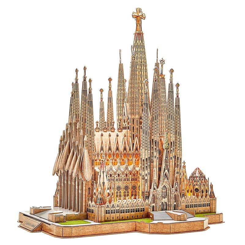  Mô Hình Giấy 3D Lắp Ráp CubicFun Nhà Thờ Sagrada Família L530h (696 mảnh, đèn LED) - PP028 