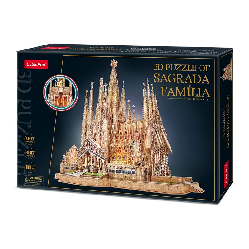  Mô Hình Giấy 3D Lắp Ráp CubicFun Nhà Thờ Sagrada Família (696 mảnh, đèn LED) L530h - PP028 