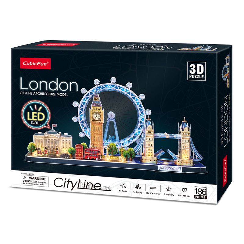  Mô Hình Giấy 3D Lắp Ráp CubicFun London Cityline (186 mảnh, đèn LED) L532h - PP029 
