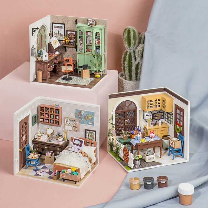  Mô Hình Gỗ 3D Lắp Ráp ROBOTIME DIY Dollhouse Nhà Tí Hon (150 mảnh, Jimmy's Studio) DGM07 - WP151 
