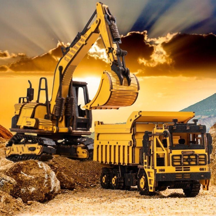  Mô Hình Gỗ 3D Lắp Ráp ROBOTIME ROKR Xe Ben (225 mảnh, Dump Truck) TG603K – WP249 