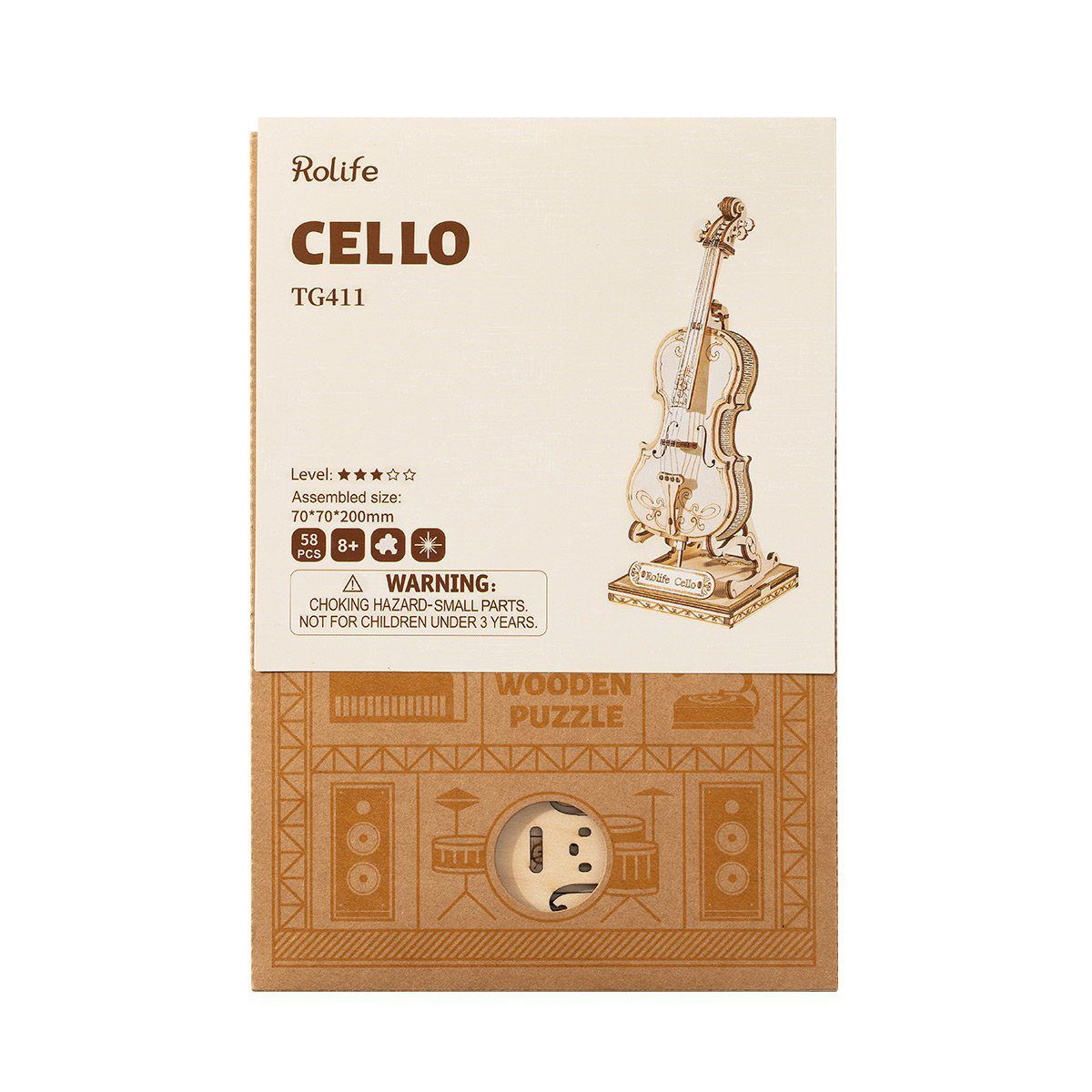  Mô Hình Gỗ 3D Lắp Ráp ROBOTIME Rolife Đàn Cello (58 mảnh) TG411 – WP220 