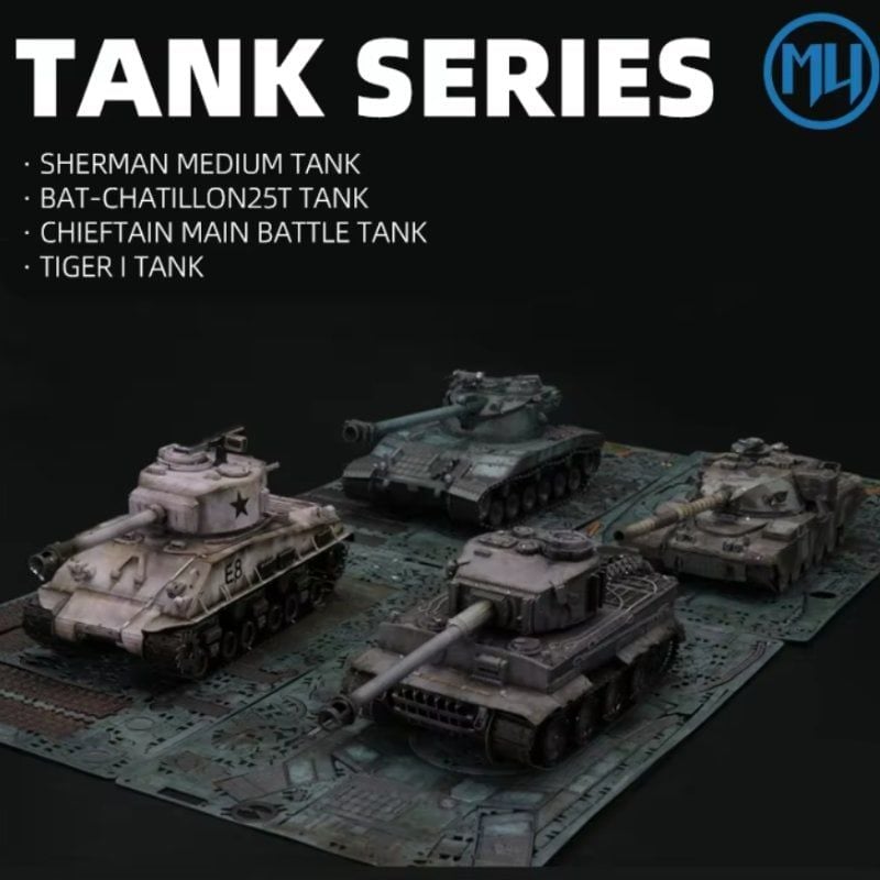  Mô Hình Kim Loại Lắp Ráp 3D MU Xe Tăng Hạng Trung Sherman M4 (169 mảnh, Sherman Medium Tank) YM-N038 – MP808 
