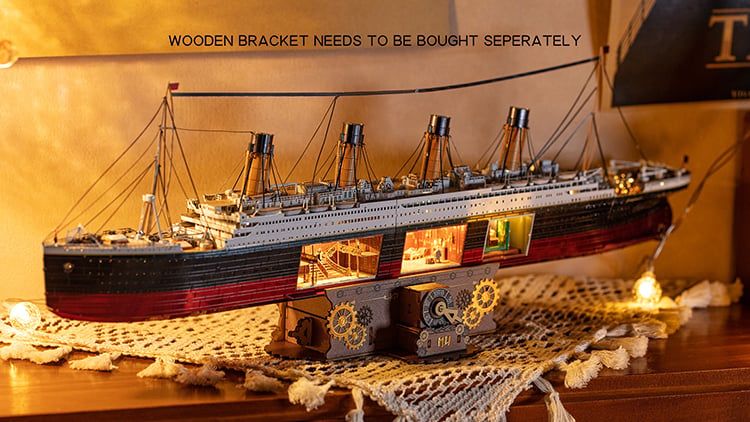  Mô Hình Kim Loại Lắp Ráp 3D MU Tàu Titanic (581 mảnh, Đế Gỗ, Đèn LED) MY-N007 – MP1281 