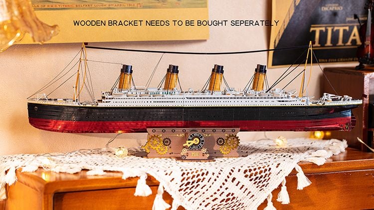  Mô Hình Kim Loại Lắp Ráp 3D MU Tàu Titanic (581 mảnh, Đế Gỗ, Đèn LED) MY-N007 – MP1281 