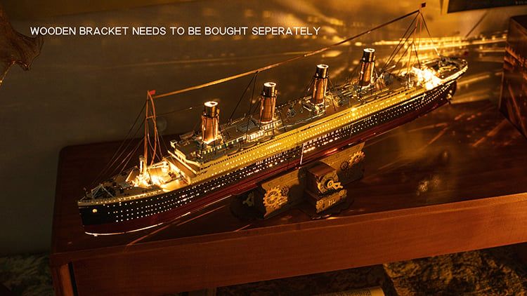  Mô Hình Kim Loại Lắp Ráp 3D MU Tàu Titanic (581 mảnh, Đế Gỗ, Đèn LED) MY-N007 – MP1281 