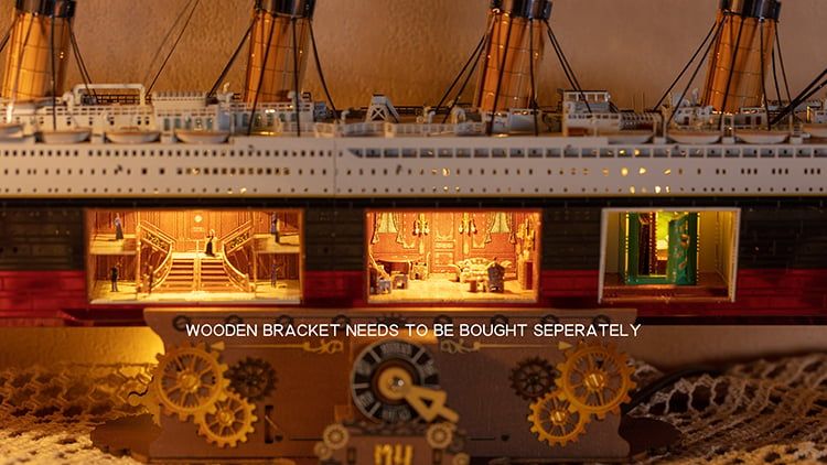  Mô Hình Kim Loại Lắp Ráp 3D MU Tàu Titanic (581 mảnh, Đế Gỗ, Đèn LED) MY-N007 – MP1281 