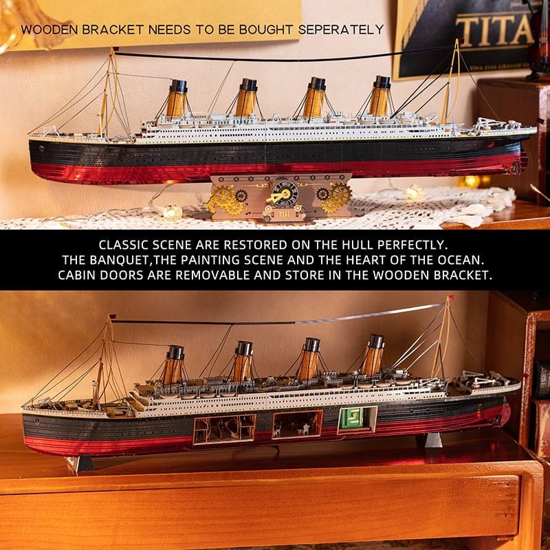  Mô Hình Kim Loại Lắp Ráp 3D MU Tàu Titanic (581 mảnh, Đế Gỗ, Đèn LED) MY-N007 – MP1281 
