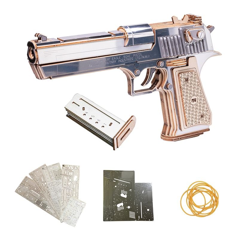  Mô Hình Gỗ 3D Lắp Ráp MU Súng Lục Đồ Chơi Desert Eagle (275 mảnh, Màu Bạc) MY-N009AB - WP260 