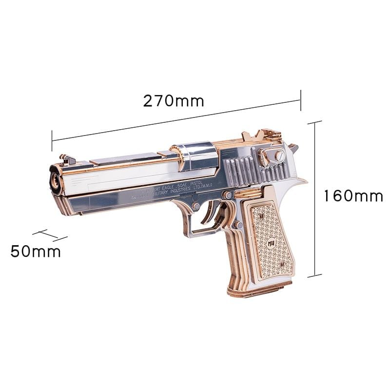  Mô Hình Gỗ 3D Lắp Ráp MU Súng Lục Đồ Chơi Desert Eagle (275 mảnh, Màu Bạc) MY-N009AB - WP260 