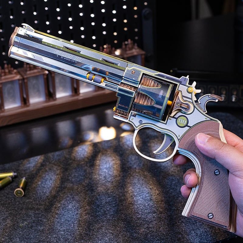  Mô Hình Gỗ 3D Lắp Ráp MU Súng Lục Đồ Chơi Revolver (224 mảnh, Màu Bạc, Colt Anaconda) MY-N012A - WP261 