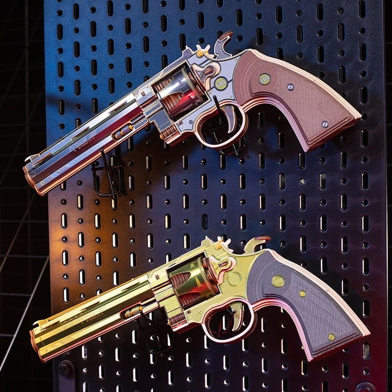 Mô Hình Gỗ 3D Lắp Ráp MU Súng Lục Đồ Chơi Revolver (224 mảnh, Màu Bạc, Colt Anaconda) MY-N012A - WP261 