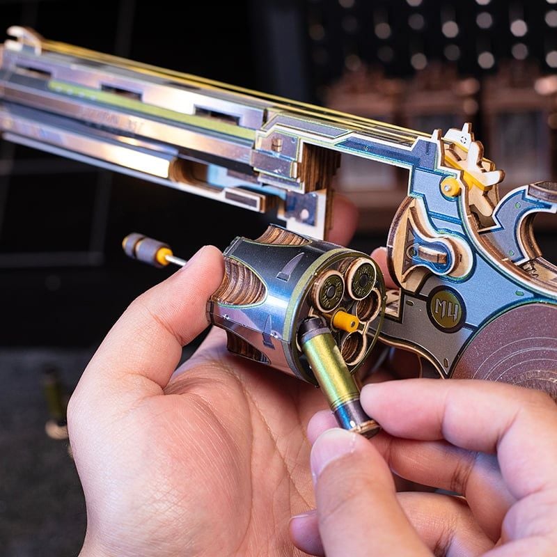  Mô Hình Gỗ 3D Lắp Ráp MU Súng Lục Đồ Chơi Revolver (224 mảnh, Màu Bạc, Colt Anaconda) MY-N012A - WP261 