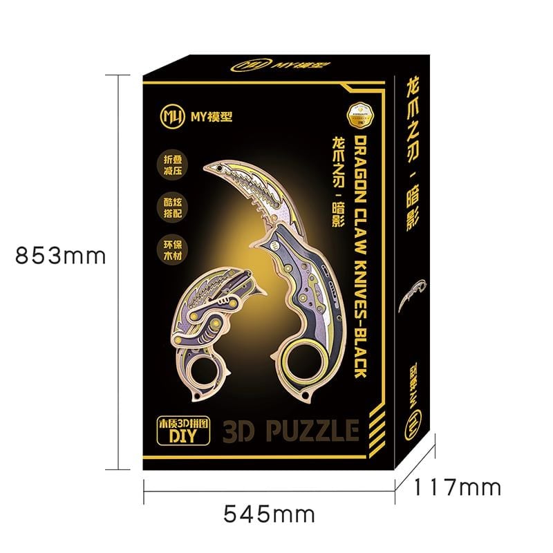  Mô Hình Gỗ 3D Lắp Ráp MU Đồ Chơi Dragon Claw (61 mảnh, Màu Đen) MY-N018A-I - WP262 