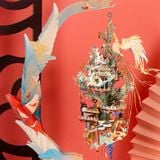  Mô Hình Kim Loại Lắp Ráp 3D MU Bách Điểu Triều Phụng (173 mảnh, Đế Mica Trong, Màu Vàng, Birds Pay Homage To The Phoenix0) YM-N115-II – MP1240 