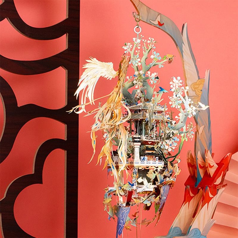  Mô Hình Kim Loại Lắp Ráp 3D MU Bách Điểu Triều Phụng (173 mảnh, Đế Mica Trong, Màu Vàng, Birds Pay Homage To The Phoenix0) YM-N115-II – MP1240 